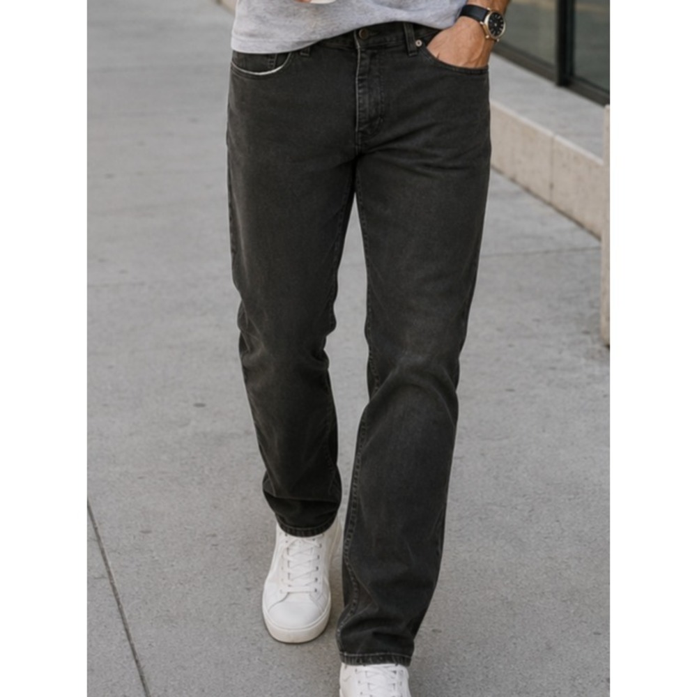 Mott & Bow Mens Straight Leg Stretch Denim Jeans 34x34 Minimalist Modern Classic